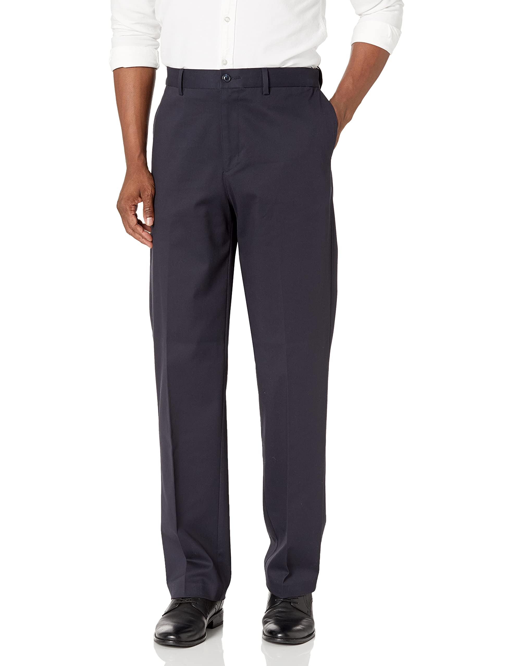 Savane Men’s Flat Front Stretch Ultimate Performance Chino Pants with Expandable Waistband (Waist Size 30 – 40 Big & Tall), 42W x 29L, Ultimate Dark Navy