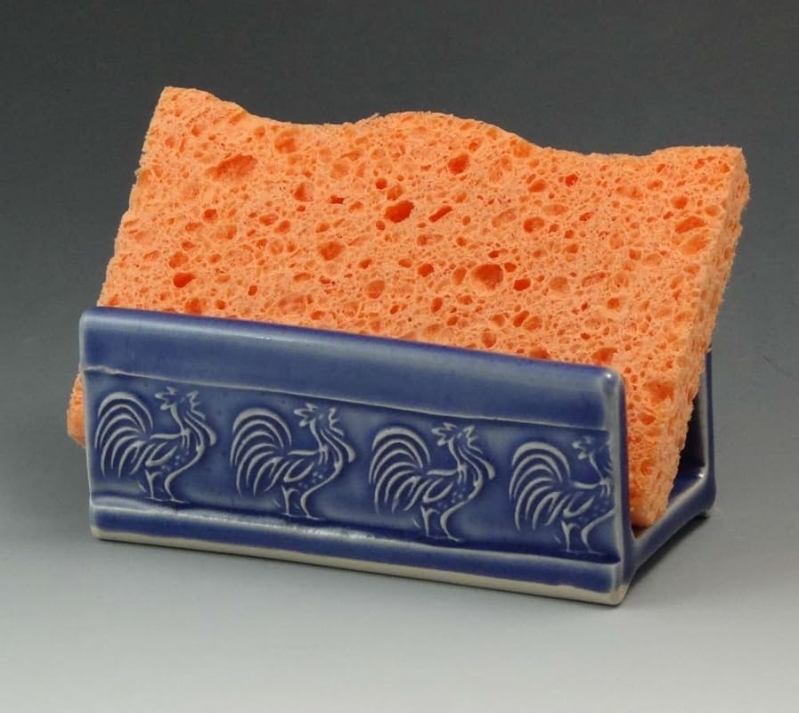 Ceramic Sponge Holder, Pottery Sponge Holder in Sapphire