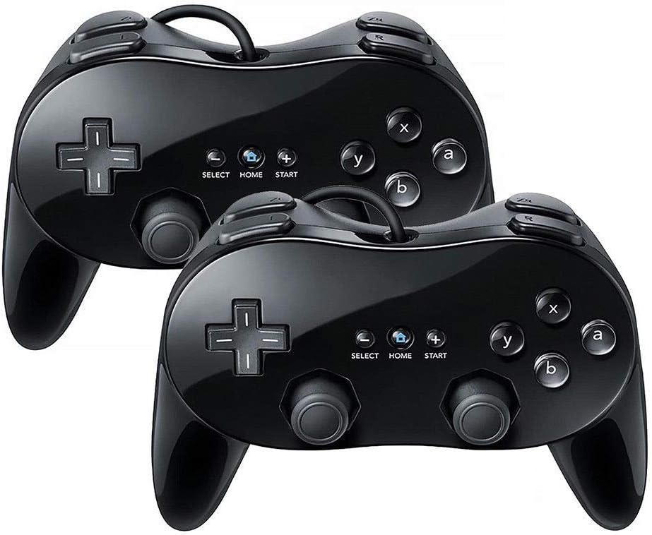 TheMaxWii Classic Controller Pro Remote Joypad Game pad classic controllers Pro Black (2 Pack) For Wii Wii U Classic Console