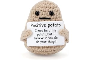 ML - EMEL ML- EMEL Funny Positive Potato, 3 inch Knitted Cute Crochet, Positive Potato Doll with Positive Card, Emotional Support, Positive Life Potato for Decoration, Gift for Her, Mother's Day (Positive)