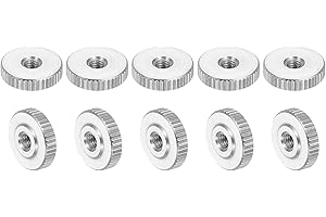 uxcell 10Pcs M3 Knurled Thumb Nuts, 304 Stainless Steel Round Knurled Flat Head Through Hole Handle Nut, Lock Adjusting Nuts, Thin Type, Silver