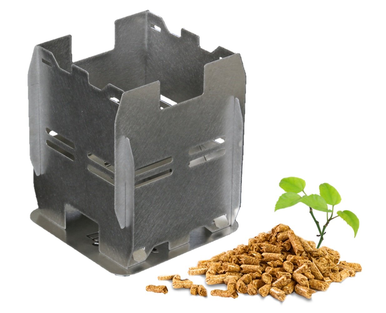 Camping Stove, Pellet and Wood Burning, Innovative and Environmentally Friendly
