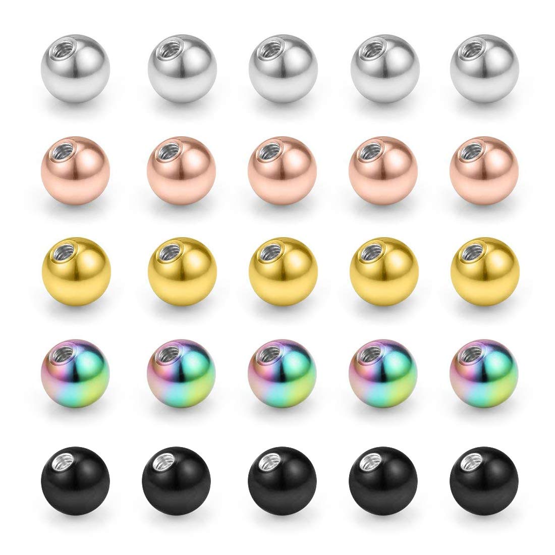 Briana Williams 25pcs 14 Gauge Stainless Steel Piercing Balls Replacement Set 5mm