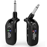 Flatsons 5.8GHz Wireless Guitar System&ndash;Low latency,100ft Range, 6H+ Battery | Wireless Guitar Transmitter Receiver w/ 7 Channels,270&deg; Rotatable Plug,Anti-Interference for Electric Guitar Bass(TR-U2)