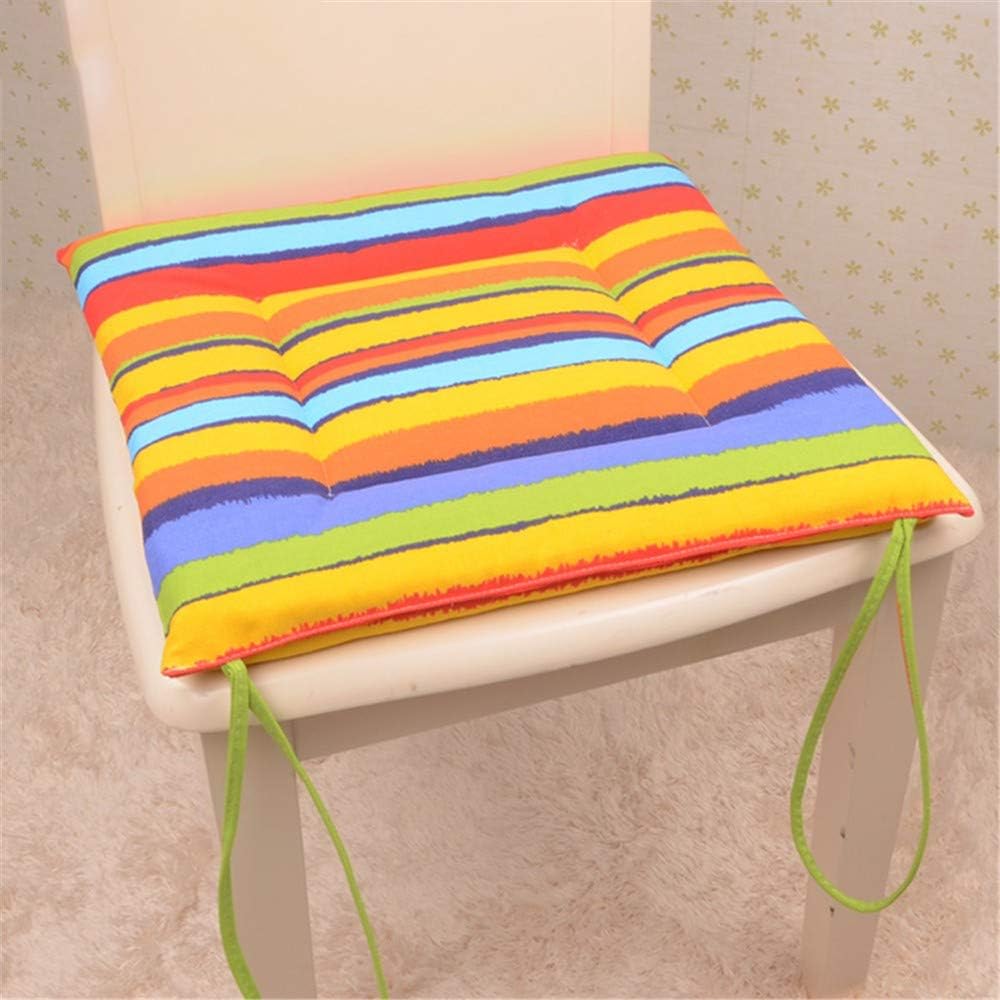 LJYD 100 Cotton Rainbow Seat Pads For Dining Kitchen Chairs Square