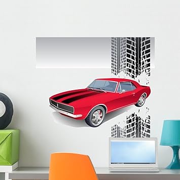 Amazon Com Wallmonkeys Old American Muscle Car Vector Background Wall Decal Peel And Stick Graphic Wm48092 24 In W X 21 In H Home Kitchen