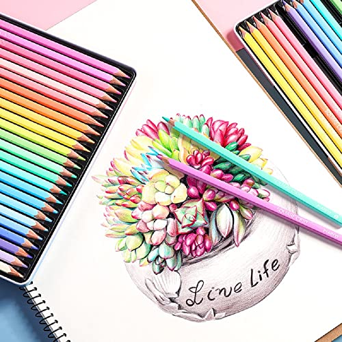 Pastel Colored Pencils, Color Pencil Set for Adults and Kids, Soft Wax