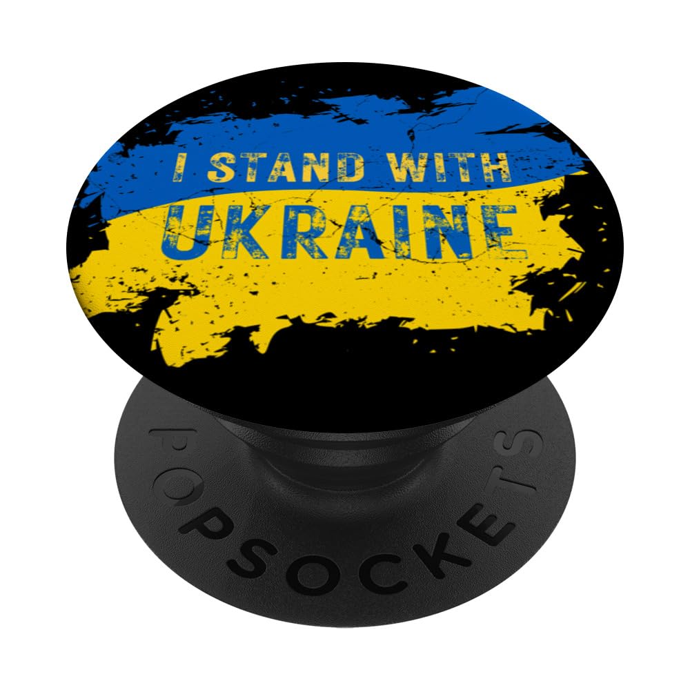 Love Support and Peace for Ukraine Flag Vintage Distressed PopSockets Swappable PopGrip