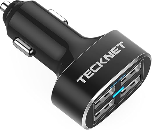 Amazon Com Tecknet Usb Car Charger Powerdash D2 9 6a 48w 4 Port Rapid Car pter With Bluetek Technology Compatible With Iphone 11 Pro Max Xs Xr X 8 Plus Galaxy S Ultra S10 Note Ipad Pro Mini Huawei