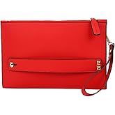 NIGEDU Women Envelope Clutch Bag PU Leather Female Day Clutches Large Purse Evening Bags with Wrist Strap