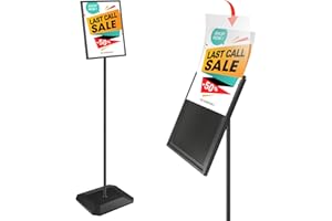 Pionites Adjustable Sign Holder, 8.5x11 inch,Poster Stand Outdoor Indoor Standing Display Sign Holders, Aluminum Snap Open Frame