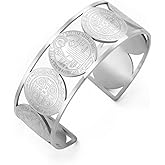Dreamtimes Saint Benedict Adjustable Stainless Steel Bracelet for Men Women Cross St. Benedict Religious Christian Cuff Bangle Elegant Religious Jewelry with Spiritual Protection