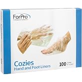 ForPro Cozies Hand and Foot Liners, 100ct, 16.5"L x 9"W | Disposable Clear Plastic Liners for Heated Mitts and Booties, Paraffin Wax Bath Treatments