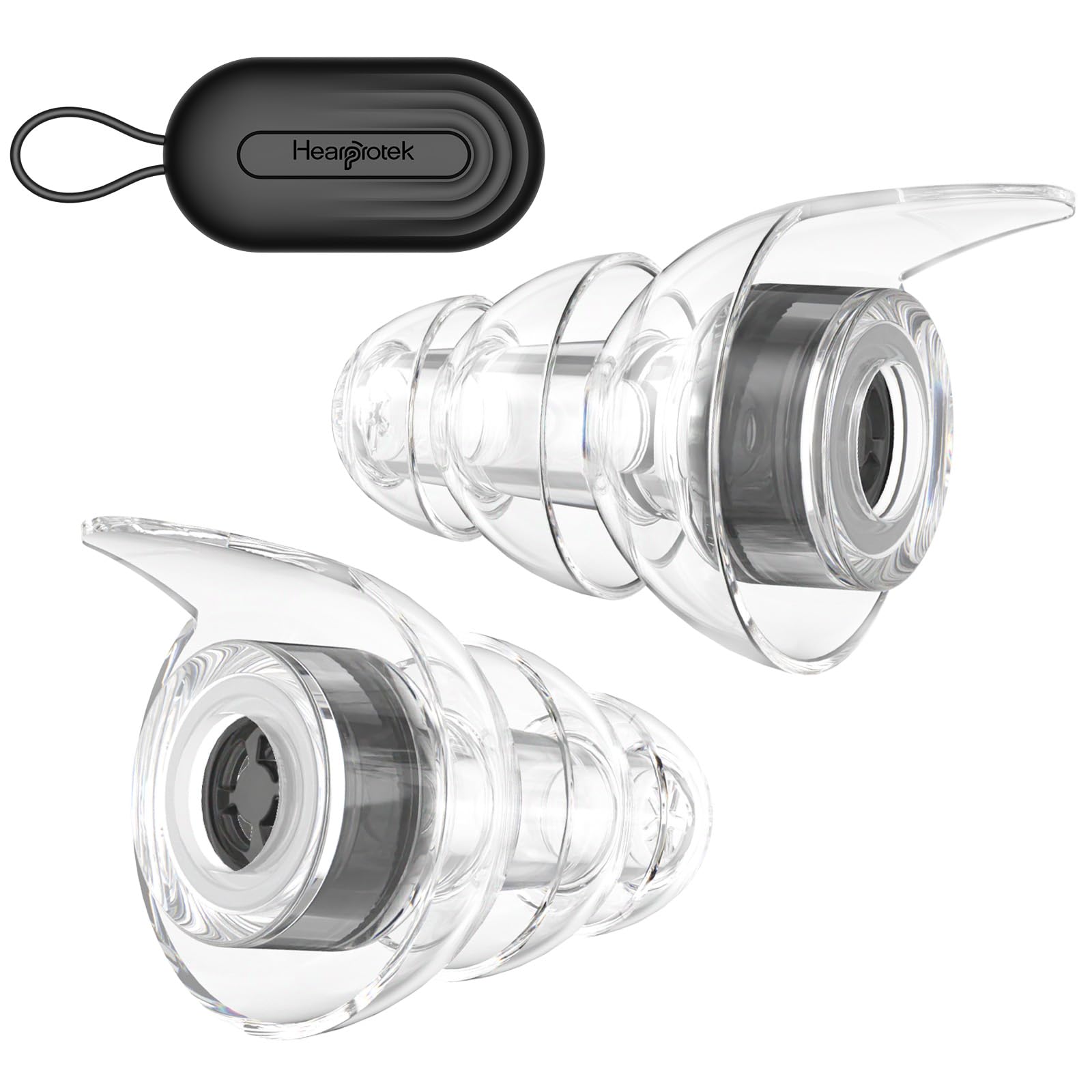 Hearprotek ear plugs for concerts, high fidelity silicone ear plugs noise reduction hearing protection noise reducing for concerts,festival,musicians, motorcycles,rave-M Size 1Pair,Black