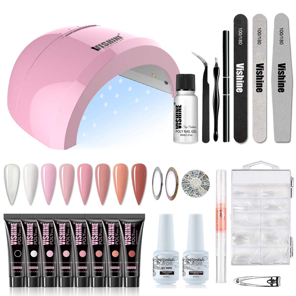Vishine Gel Nail Polish Starter Kit with 48W SUNOne UV LED Nail Lamp Speed Dryer Manicure Tools 2019 New Set of 6 Classic Popular Colors Gel Polish Base and Top Coat #022