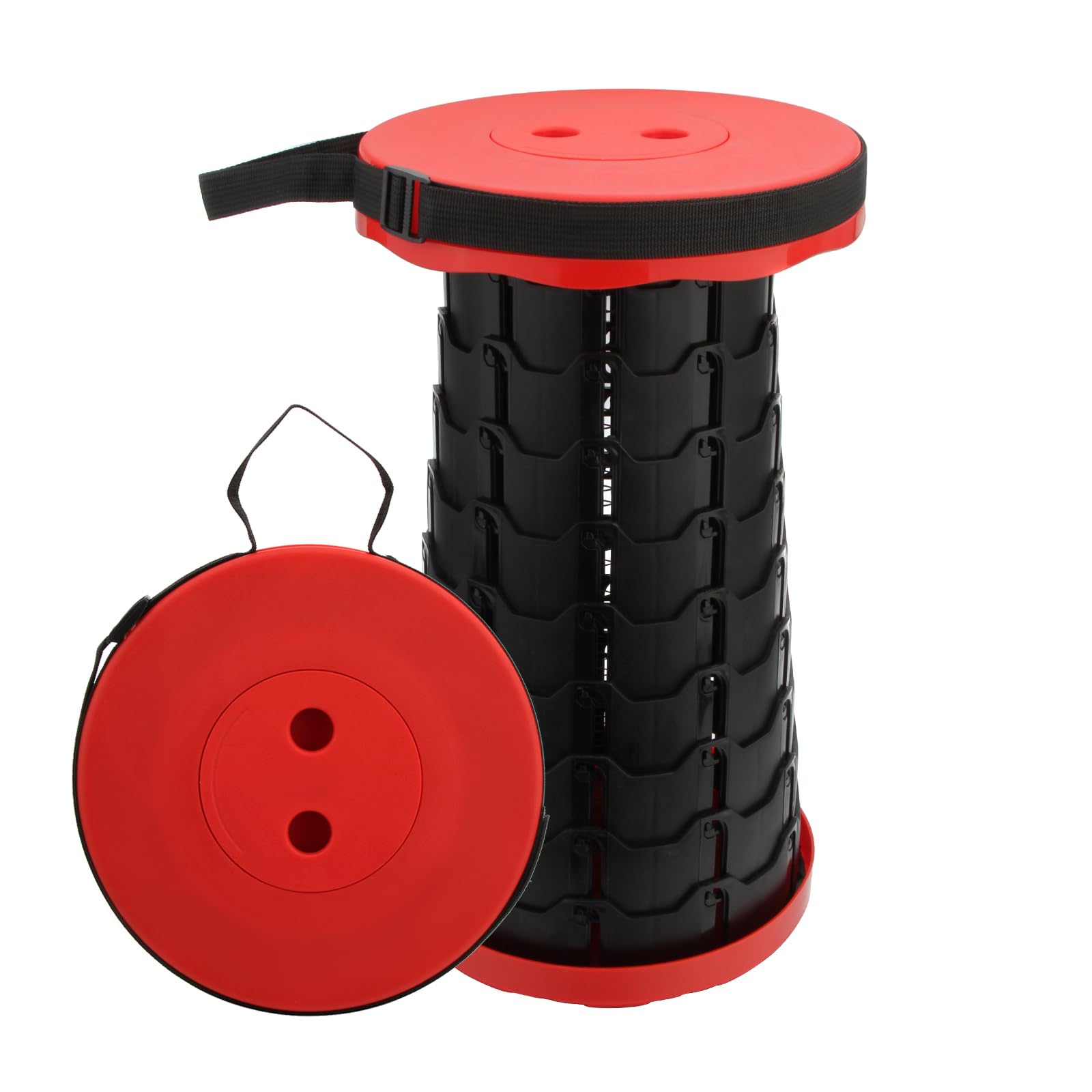 Twilight Garage Portable Telescoping Stool, Collapsible Stool Retractable Plastic Stools for Camping Fishing Hiking Travel BBQ Picnic, Max Load 480lbs (Red)