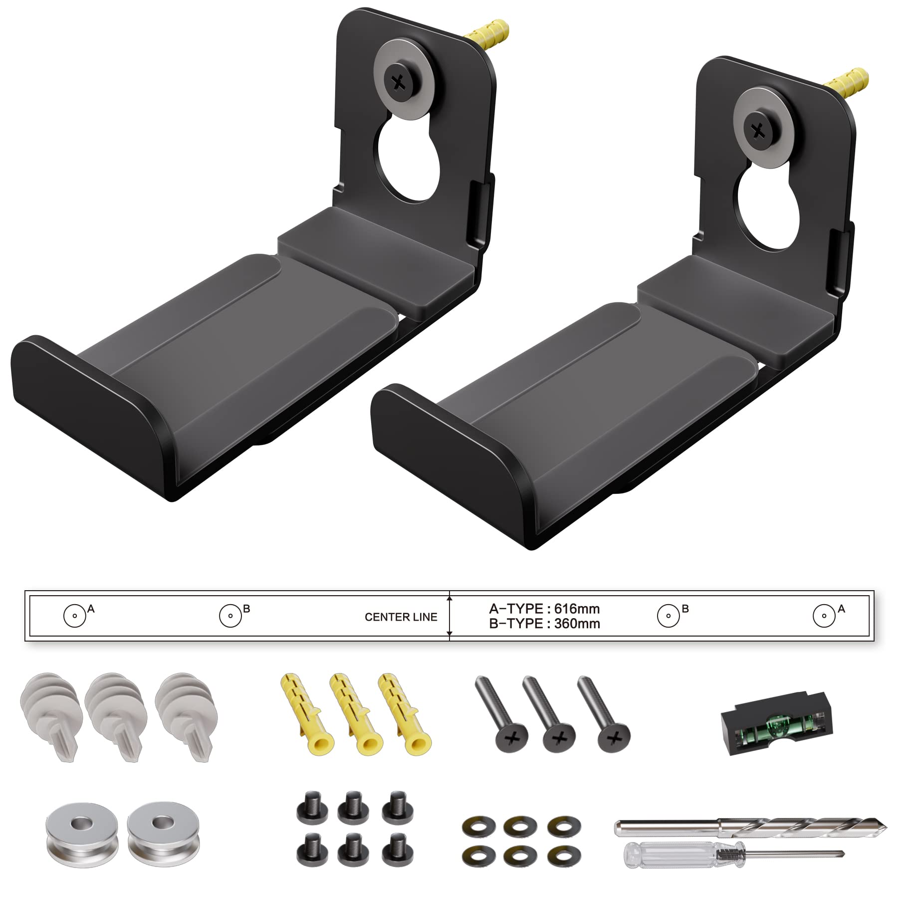 AENTGIU Adjustable Soundbar Mount Under TV, Universal Soundbar Bracket Hold up to 30lbs, Quick Install Low Profile Design, Soundbar Wall Mount with Hardware Kit