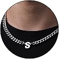 DuoDiner Initial A-Z Cuban Link Chain Necklace for Men Boys Women Letter Pendant Stainless Steel 6.5mm 18+2 Inches Jewelry Gift