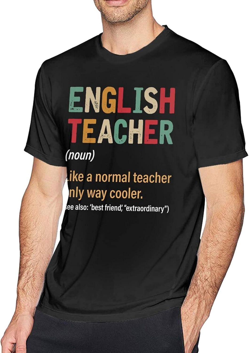 Funny English Teacher T Shirt for Men Graphic Funny Tops Cotton