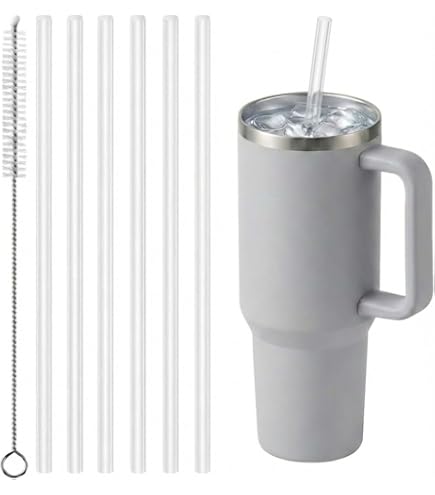 12 Pajitas De Acero Inoxidable De 30 Cm Y 8 Mm Para Vasos Stanley Y Otros, Set De 6 Rectas Y 6 Curvas, Incluye 2 Cepillos De Limpieza Y 4 Tapas, Apto Para Batidos, Cócteles Y Bebidas Frías