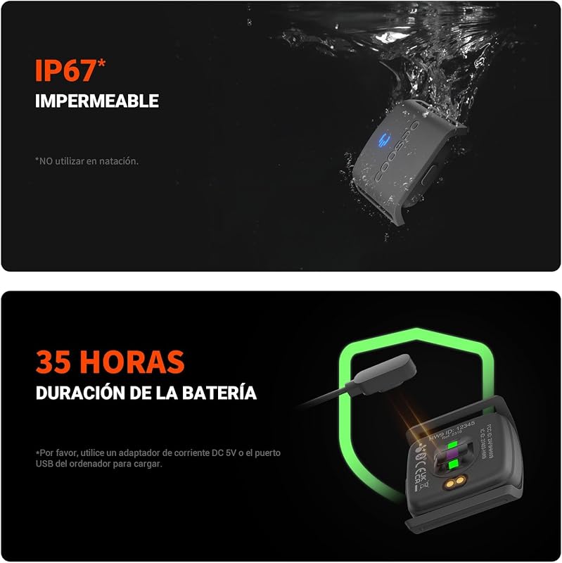 Monitores de frequência cardíaca HW9 HRV Zona de frequência cardíaca Bluetooth5.0 Ant+ Banda com sensor LED de memória, pulseira recarregável à prova de água IP67 compatível com Wahoo Strava Polar