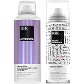 IGK Hair Treatment Set of 2 | Antisocial Mask + Good Behavior Spray | Overnight Bond-Building | Keratin Like Smoothing | Full Size Set
