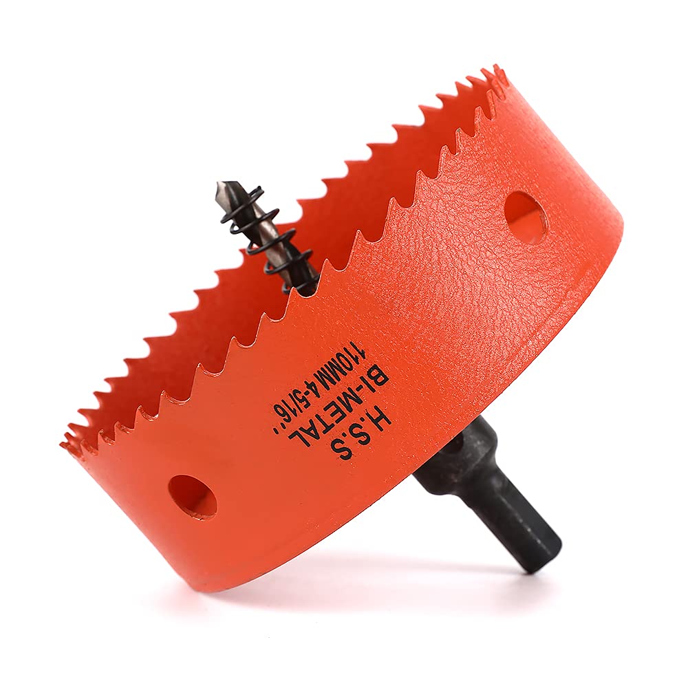 Dribotway 110mm 4-21/46'' Hole Saw, Bi-Metal Hole Saw Drill Bit High Speed Steel, Cutting Circular Holes, for Wood and Metal, Can Easily Drill Wood, Plastic, Plywood,Thin Metal