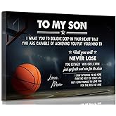 Inspirational Basketball Canvas Wall Art To My Son Inspiring Sports Motivational Quotes Painting Picture Wall Decor Poster Print Artwork for Boy Room Kid Room Bedroom Home Decoration
