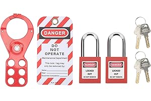 ZLXHDL Lockout Kit,Lockout Kits for Vehicles,Lockout Tagout Kit with Safety Hasp Loto Tag Keys Tamper Proof,Lock Picking Kit for Industrial Equipment(1.5"（FHS-02L)