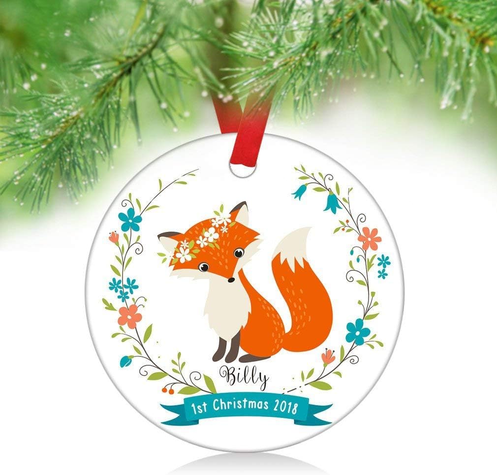 baby's first christmas fox ornament