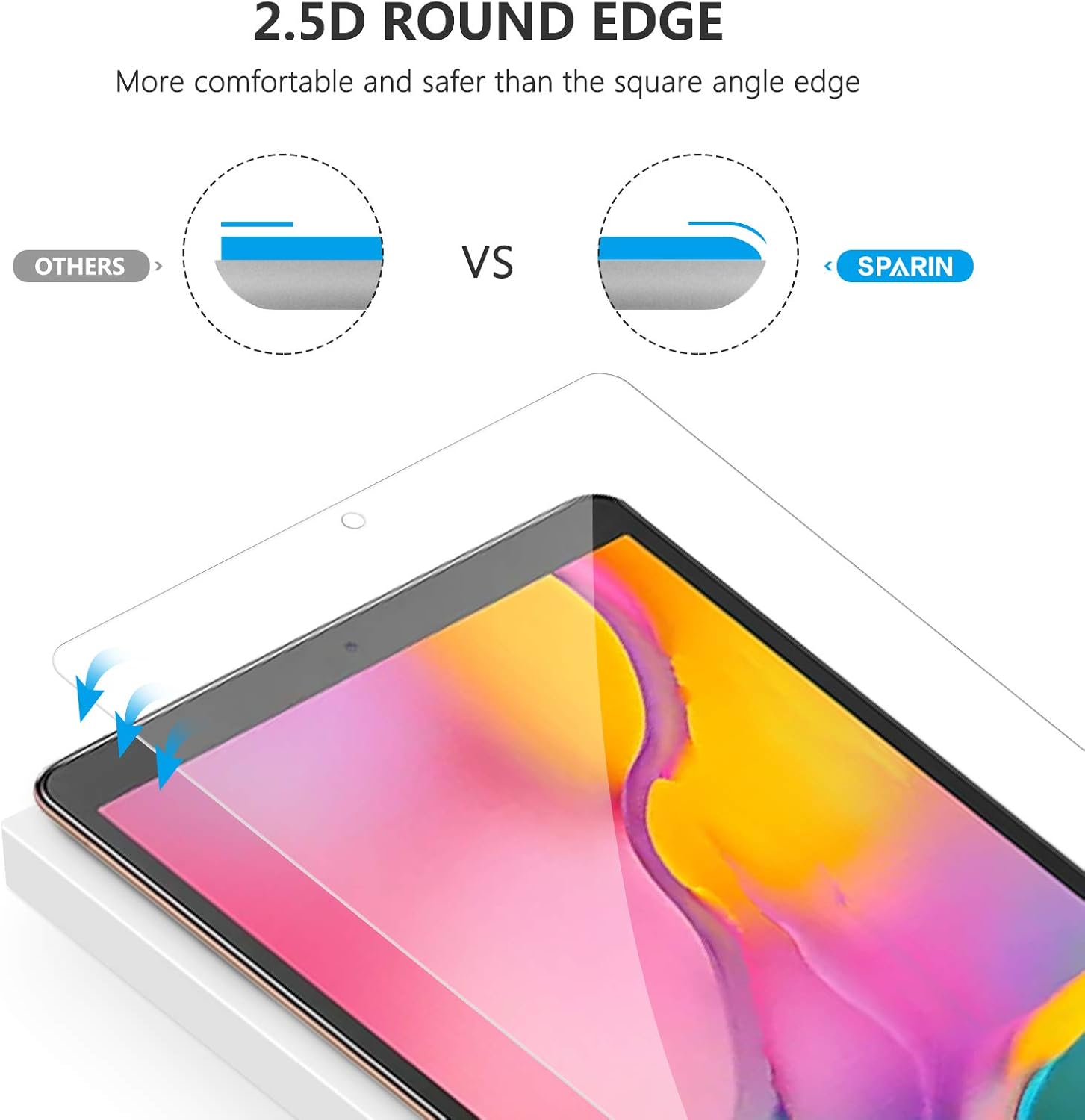 [2-Pack] Screen Protector Compatible with Galaxy Tab A 10.1 2019, SPARIN Tempered Glass Screen Protector Compatible with Samsung Galaxy Tab A 10.1 SM-T515/T510