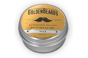 GOLDEN BEARDS KOBENHAVN BALM GROOMING OIL Golden Beards Mustache Wax – Organic & Natural Medium Hold Styling Wax for Men, Nourishing Beeswax & Oils, Handmade in Denmark – 15ml (0.5oz)