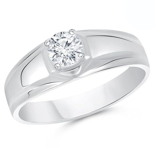 VK Jewels Solitaire Rhodium Plated Alloy Ring for Men- FR1956R [VKFR1956R]