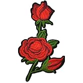 Expo International Rita Iron-on Embroidered Roses Applique/Patch | Red/Green