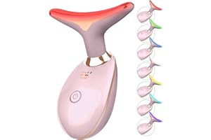 ELISHINE 7 Color Face and Neck Massager Light Therapy, Red Light Based Facial Massager for Skin Care, Firming, Smoothing (Pink)