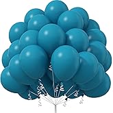 Jobkoo Peacock Blue Balloons 12 Inch, 50 Pcs Turquoise Blue Balloon Teal Blue Latex Balloons Matte Dark Teal Aqua Blue Helium Balloons for Birthday Baby Shower Wedding Whale Theme Party Decorations