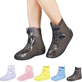 Dream Apparel Waterproof Rain Shoe Covers for Women Men, Non-Slip Reusable Foldable Boot Covers Rainproof Overshoes Over Shoes Galoshes