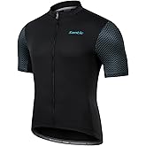 Santic Men's Cycling Jersey Short Sleeve Tops Pro Road Bike Shirt Full Zipper UPF 50+ MTB Jersey with Pockets