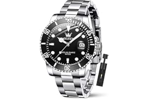 OLEVS Luxury Watches for Men Big Face Stainless Steel Business Dress Analog Quartz Watch with Day Waterproof Luminous Mens Wrist Watch