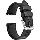 ULLCHRO FKM Rubber Watch Strap 20mm, Quick Release Watch Band 22mm for Men Women, Waterproof Soft Premium Fluororubber Sport Breathable Replacement Wristband