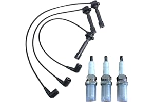 BIGLKNM 3pcs Spark Plug & 3pcs Spark Plug Wires Compatible for 2015-2023 Mule PRO FXT FX FXR KAF820 OEM# 21150-0013 92070-0048