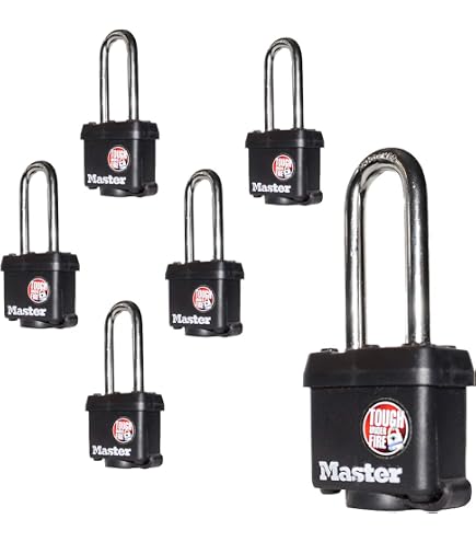 Pack 6 Candados Master Lock ProSeries 6121 - Alta Seguridad, Tecnología BumpStop, Grillete Acero Boronado