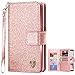 BENTOBEN Galaxy S9 Case, Galaxy S9 Wallet Case, Samsung S9 Glitter Bling Classy Leather Folio Flip Credit Card Holder Wristlet Shockproof Protective Phone Case for Samsung Galaxy S9, Rose Gold/Pink
