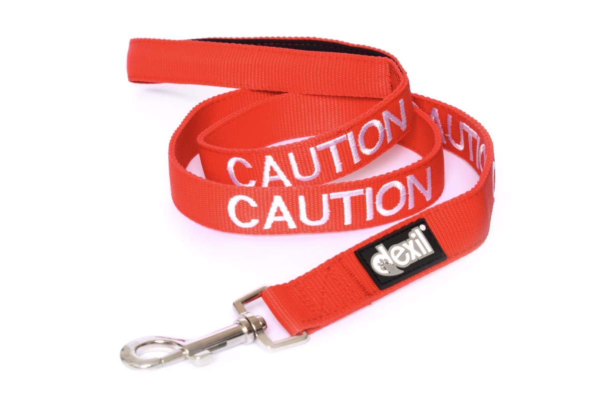 Dexil CAUTION (Do Not Approach) Red Colour Coded 60cm 1.2m 1.8m Luxury Neoprene Padded Handle Dog Leads PREVENTS Accidents By Warning Others Of Your Dog In Advance (1.2m)