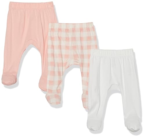 HonestBaby 3-Pack Organic Cotton Footed Harem Pants, Peach Skin Painted Buffalo Check, Preemie