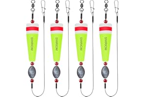SIWRIOM Popping Corks Floats for Saltwater Fishing Bobber, 4PCS Weighted Bobbers Inshore Fishing Popping Cork Float Rig Rattle Popper for Redfish Speckled Trout Sheepshead Flounder Fishing Tackle