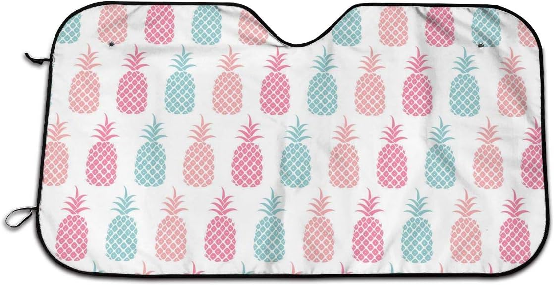 Pineapple Pattern Car Windshield Sun Shade Window Windscreen Cover Universal Fit Car UV Ray Sun and Heat Visor Protection (51.2" X 27.5")