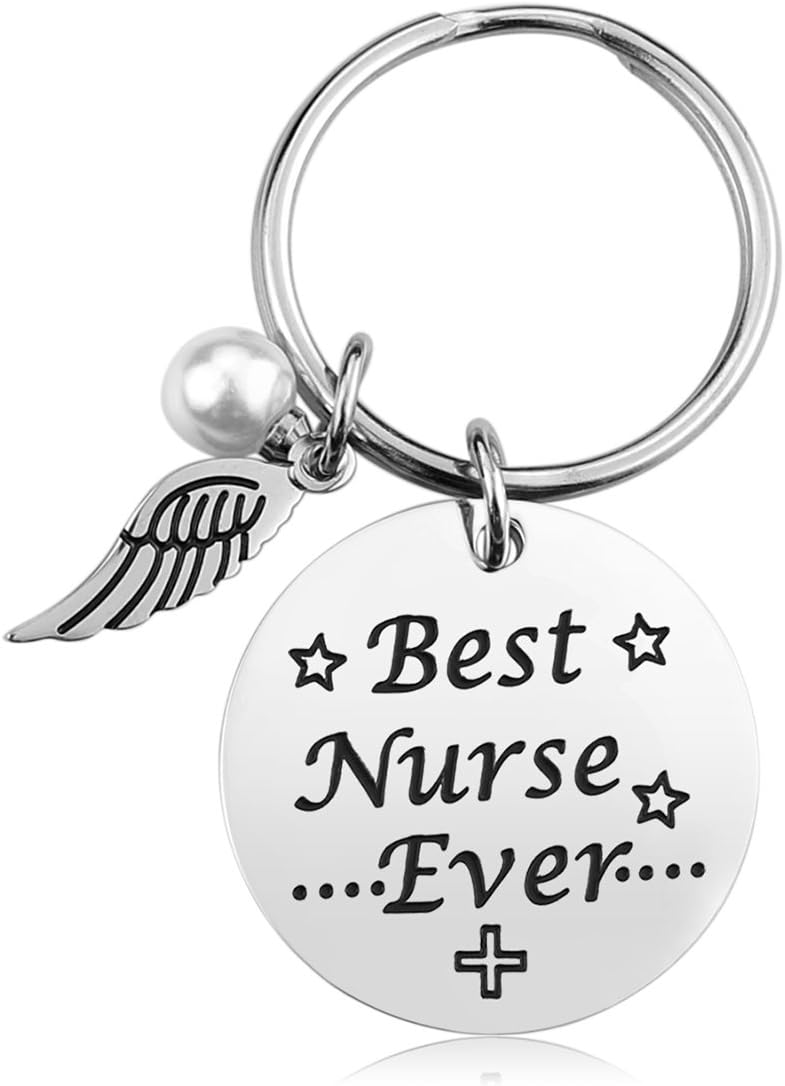 Nurse Keychain Gifts for Women - Nursing Keychain Jewelry Perfect Nurses Appreciation Gift for Birthday Graduation Christmas, Stainless Steel, Best Nurse Ever