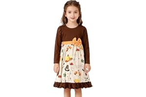 DALITA BOUTIQUE Halloween Kids Toddler Girls Pumpkin Dress Twirl Dresses Flutter Sleeve Dress