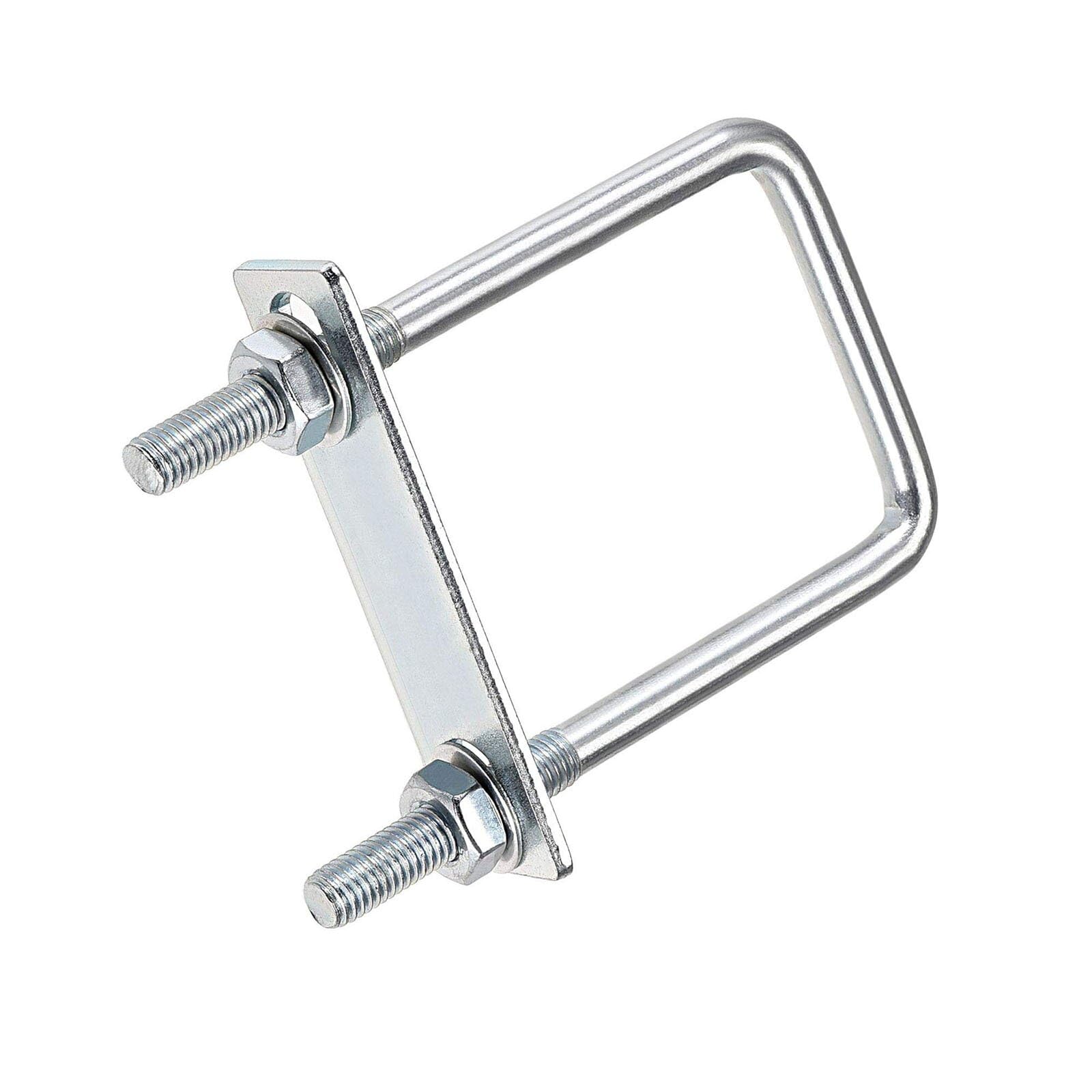 TOP-VIGOR 2 sets M8 Square U-Bolts, 60mm Inner Width 120mm Length Steel U-Bolts with Nut, Plate, Washer for Building Installations Mechanical Parts Connection Cehicles Ships